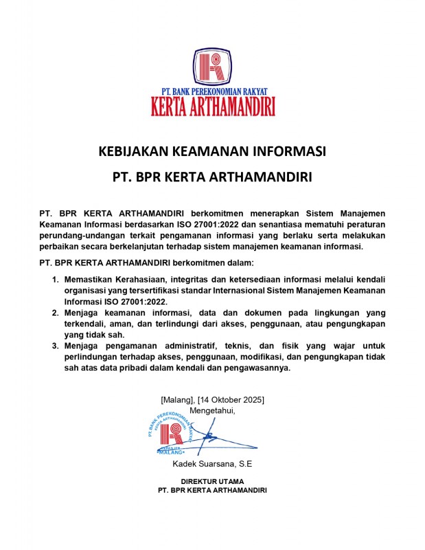 Kebijakan Keamanan Informasi PERBARINDO